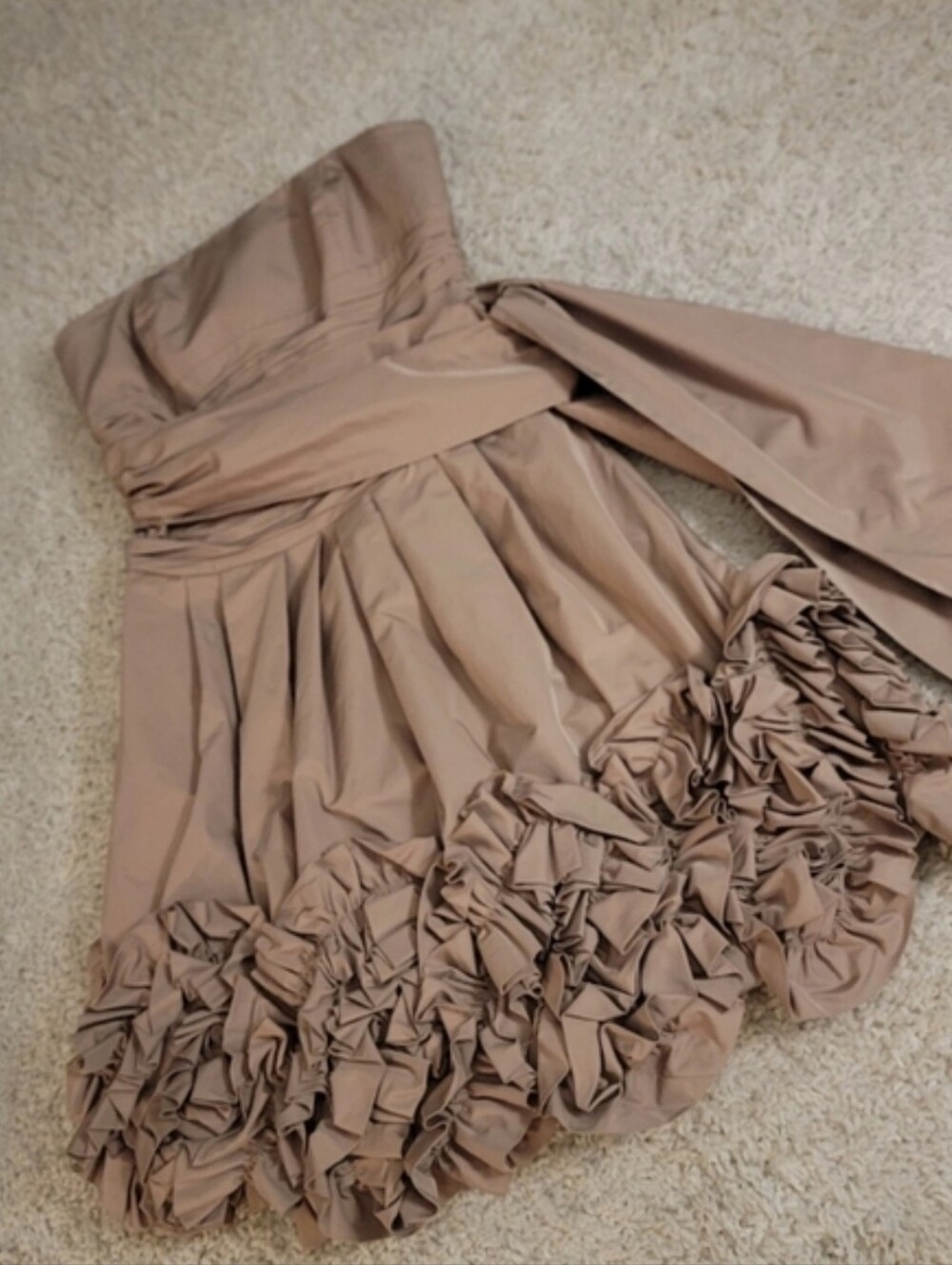 BCBGMaxAzria Strapless Tan Prom Dress In Like New Condition